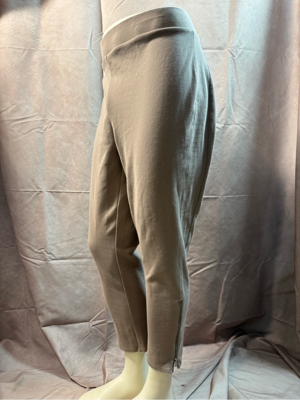 292-Lane Bryant Taupe Slim Jogger Pants with Ankle Zips